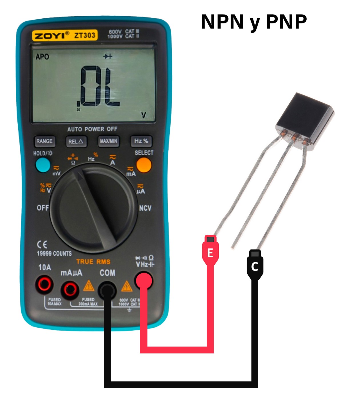 ¿Cómo probar un transistor con un multímetro? (NPN, PNP)