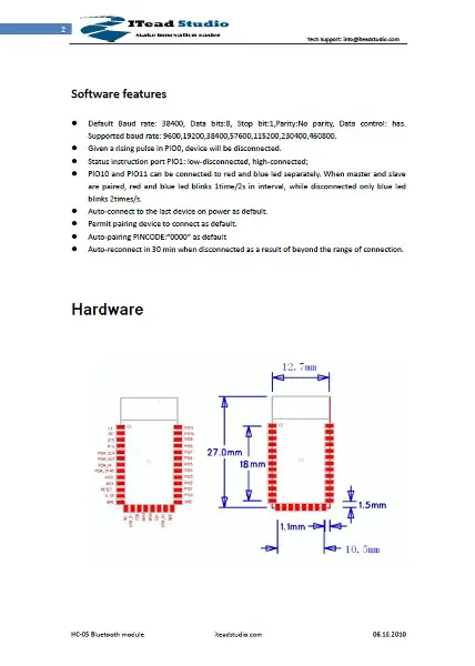 Pinout HC-05, especificaciones, hoja de datos y conexión Arduino HC05