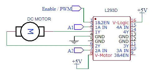 Pinout del controlador de motor L293D, hoja de datos y conexiones Arduino