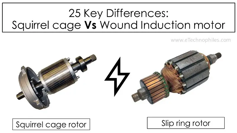 25 diferencias clave entre jaula de ardilla y motor de inducción bobinado