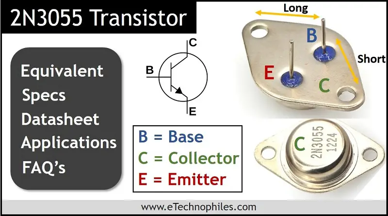 Pinout del transistor 2N3055, equivalente y especificaciones en detalle