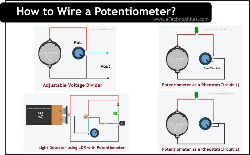 Cableado de potenciómetro: 4 circuitos simples con potenciómetro