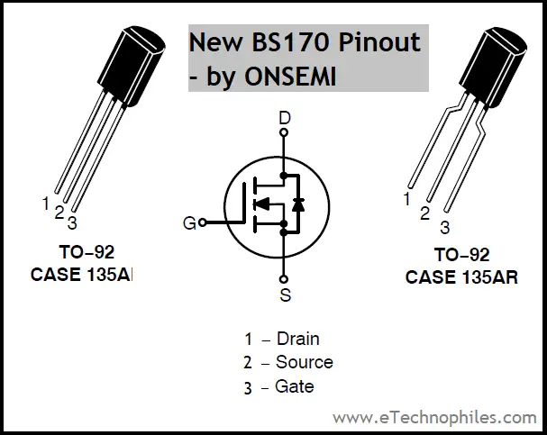 Pinout MOSFET BS170, hoja de datos, equivalente y especificaciones