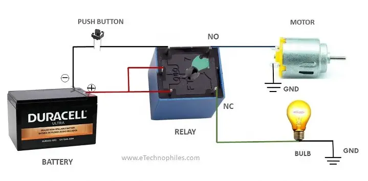 Diagrama de cableado de relé para 4, 5, 8 pines y relé automotriz