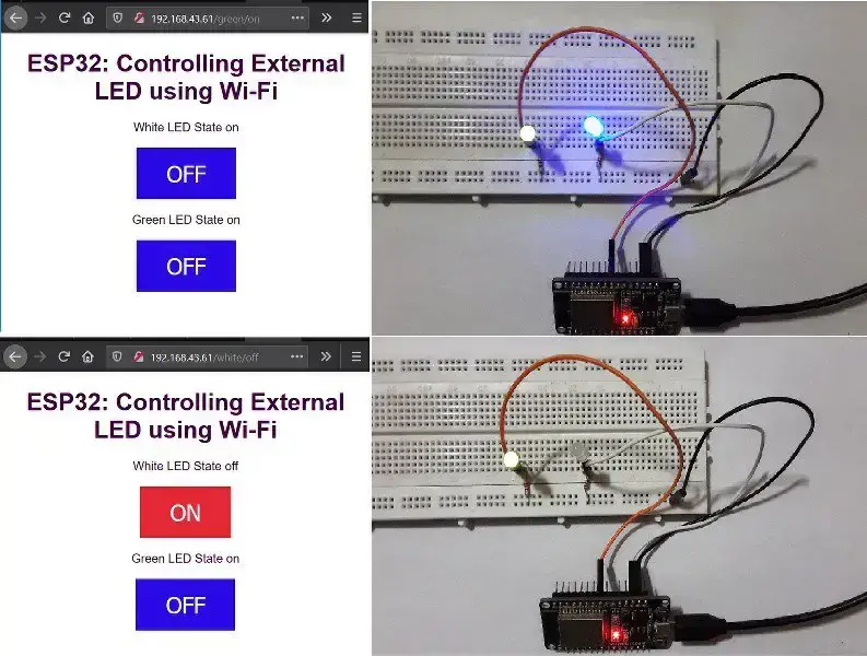 Cómo crear un servidor web ESP32 usando Arduino IDE para controlar los LED