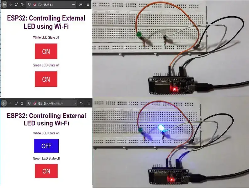 Cómo crear un servidor web ESP32 usando Arduino IDE para controlar los LED