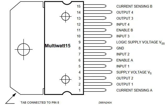 Diagrama de pines del controlador de motor L298N, trabajo, hoja de datos y conexión Arduino