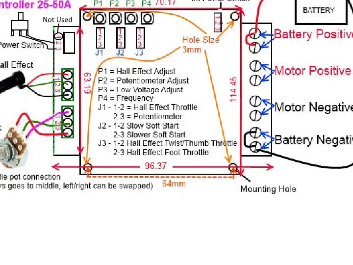 Control de velocidad del motor de 12 V, 24 V, 36 V y 48 V CC 50 A (modelo PCB)